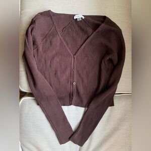 Calvin Klein Ribbed V-Neck Cardigan - Chocolate Brown